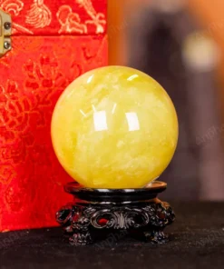 Quả Cầu Phong Thủy Đá Thạch Anh Vàng 2A - 0,311kg - M26060311