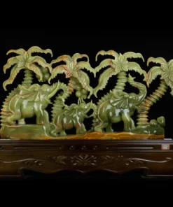 Tác Phẩm Gia Đình Voi Đá Phong Thủy, Đá Ngọc Onyx (Quà Tặng Phong Thủy VIP) M2426