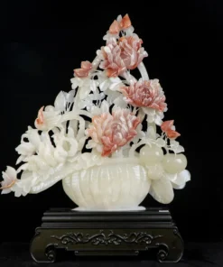 Tác Phẩm Hoa Khai Phú Quý Đá Phong Thủy, Đá Ngọc Onyx (Quà Tặng Phong Thủy VIP) M2396