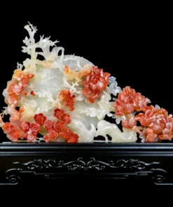 Tác Phẩm Hoa Khai Phú Quý Đá Phong Thủy, Đá Ngọc Onyx (Quà Tặng Phong Thủy VIP) M2413