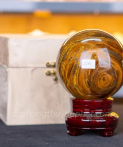 Qủa Cầu Phong Thủy Đá Mắt Hổ 2.35kg M039017 - 11.5cm