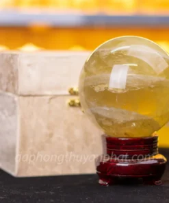 Quả Cầu Phong Thủy Đá Thạch Anh Vàng 2.58kg, 12cm - M19776