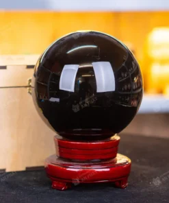 Qủa cầu phong thủy màu đen | Đá núi lửa obsidian đen 4.21kg - 14.2cm - M0388