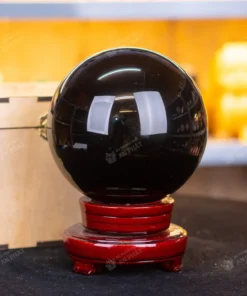 Qủa cầu phong thủy màu đen | Đá núi lửa obsidian đen 4.23kg - 14.5cm - M0833