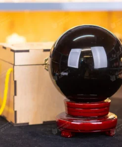 Qủa cầu phong thủy màu đen | Đá núi lửa obsidian đen 4.23kg - 14.5cm - M0833