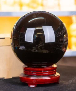 Qủa cầu phong thủy màu đen | Đá núi lửa obsidian đen 9.56kg - 18.5cm - M0833