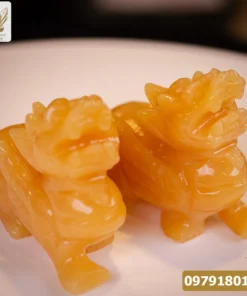 Cặp Tỳ Hưu Màu Vàng | Tỳ Hưu Đá Ngọc Hoàng Long 15cm - M0645