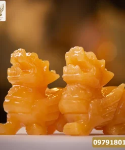 Cặp Tỳ Hưu Màu Vàng | Tỳ Hưu Đá Ngọc Hoàng Long 15cm - M0645