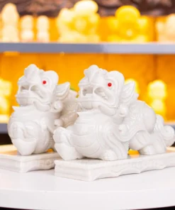 Cặp Tỳ Hưu Đá Cẩm Thạch Trắng 25cm - M2691