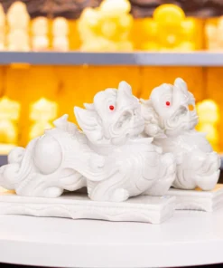 Cặp Tỳ Hưu Đá Cẩm Thạch Trắng 25cm - M2691