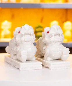 Cặp Tỳ Hưu Đá Cẩm Thạch Trắng - 20cm - M25681