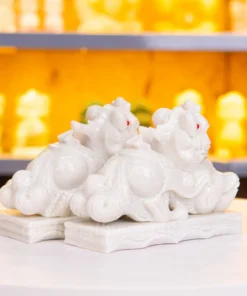 Cặp Tỳ Hưu Đá Cẩm Thạch Trắng - 20cm - M25681