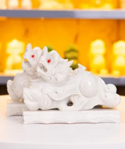 Cặp Tỳ Hưu Đá Cẩm Thạch Trắng - 20cm - M25681