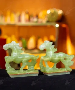 Cặp Ngựa Ngọc Onyx Xanh - 14cm - M2867129
