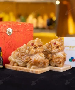 Cặp Tỳ Hưu Đá Canxit Nâu Vàng - 3,2kg - M287632