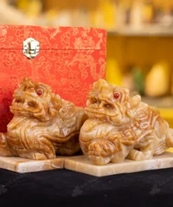 Cặp Tỳ Hưu Đá Canxit Nâu Vàng - 3,2kg - M287632