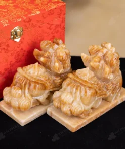 Cặp Tỳ Hưu Đá Canxit Nâu Vàng - 3,2kg - M287632