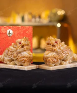 Cặp Tỳ Hưu Đá Canxit Nâu Vàng - 3,2kg - M287632