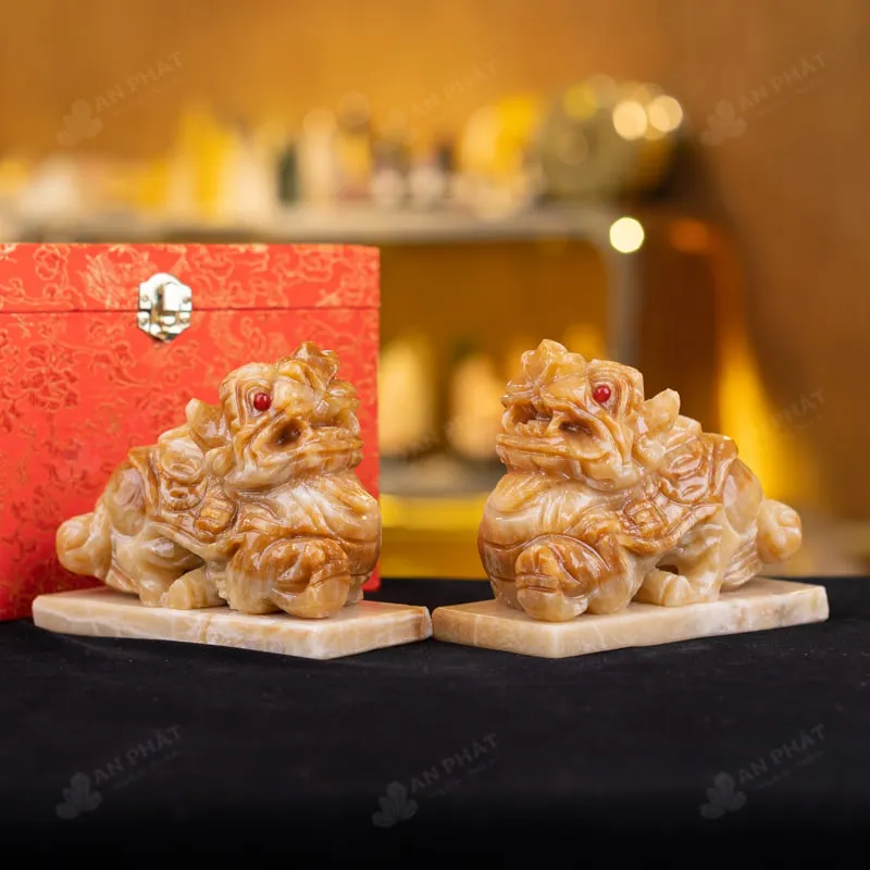 Cặp Tỳ Hưu Đá Canxit Nâu Vàng - 3,2kg - M287632