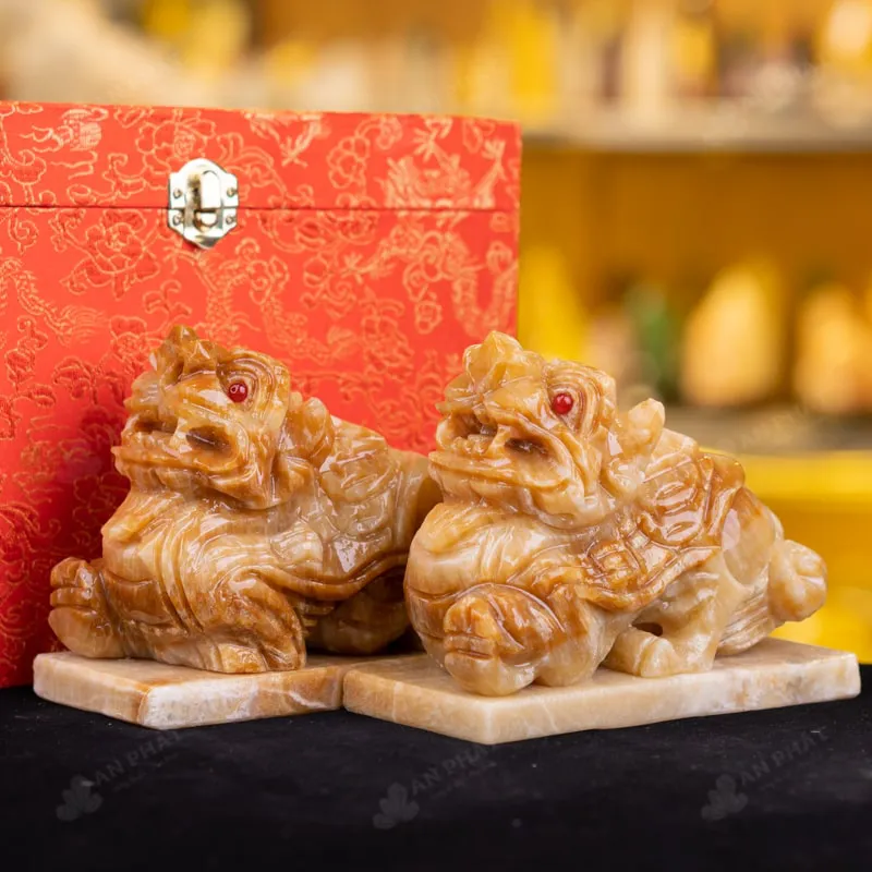 Cặp Tỳ Hưu Đá Canxit Nâu Vàng - 3,2kg - M287632