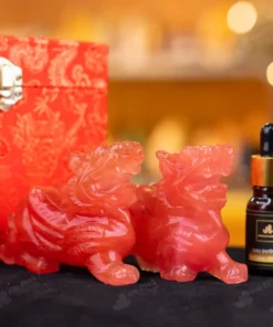 Cặp Tỳ Hưu Đá Núi Lửa Đỏ - 10cm - M1529041