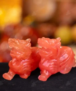 Cặp Tỳ Hưu Đá Núi Lửa Đỏ - 10cm - M1529041