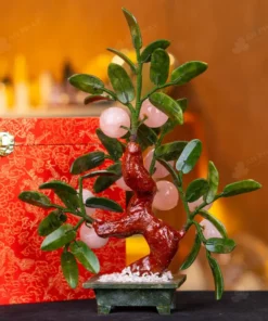 Cây Đào Đá Thạch Anh Hồng 9 Quả 016-076DN-9