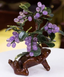 Cây nho đá phong thủy Thạch Anh Tím Tự Nhiên 30cm, 1,8kg - M08210 | Cây nho đá tài lộc | Cây nho đá thạch anh | Cây nho đá quý