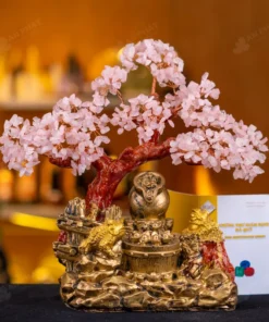 Cây Tài Lộc Đá Thạch Anh Hồng - 28cm - M2731131