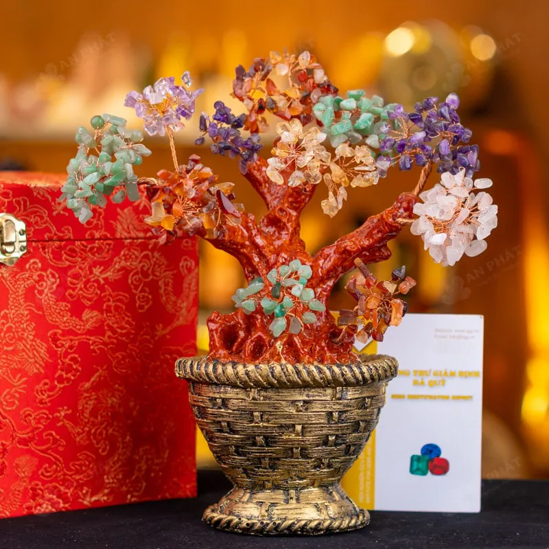 Cây Tài Lộc Đá Thạch Anh Ngũ Sắc - 26cm - M2732079