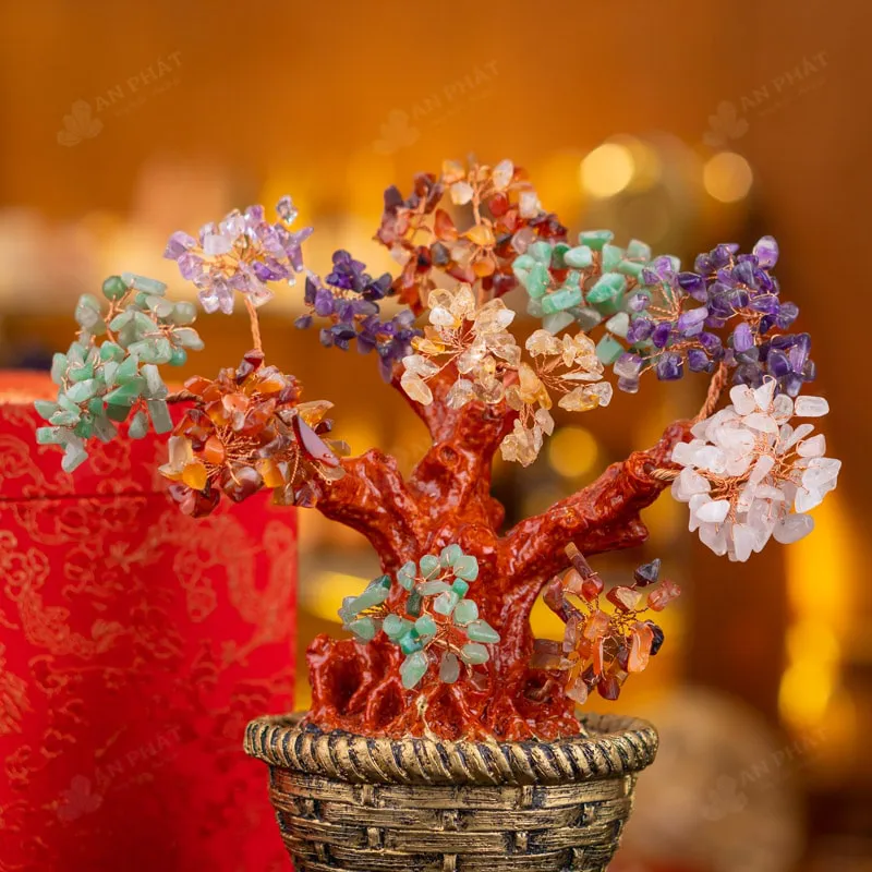 Cây Tài Lộc Đá Thạch Anh Ngũ Sắc - 26cm - M2732079