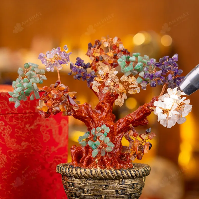 Cây Tài Lộc Đá Thạch Anh Ngũ Sắc - 26cm - M2732079