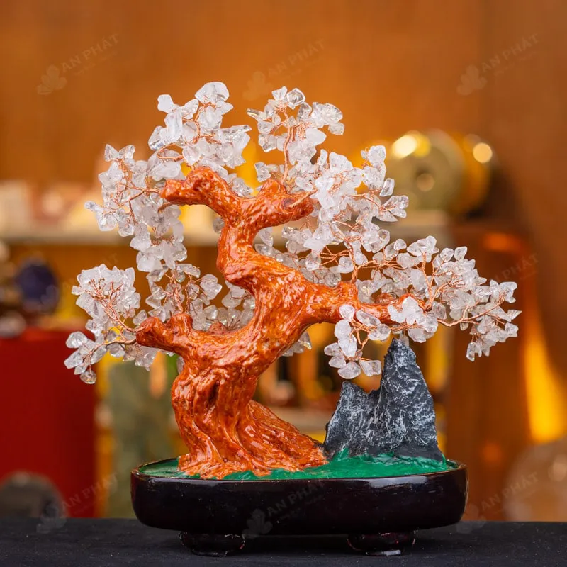 Cây Tài Lộc Đá Thạch Anh Trắng Dáng Núi - 32cm - M2820157