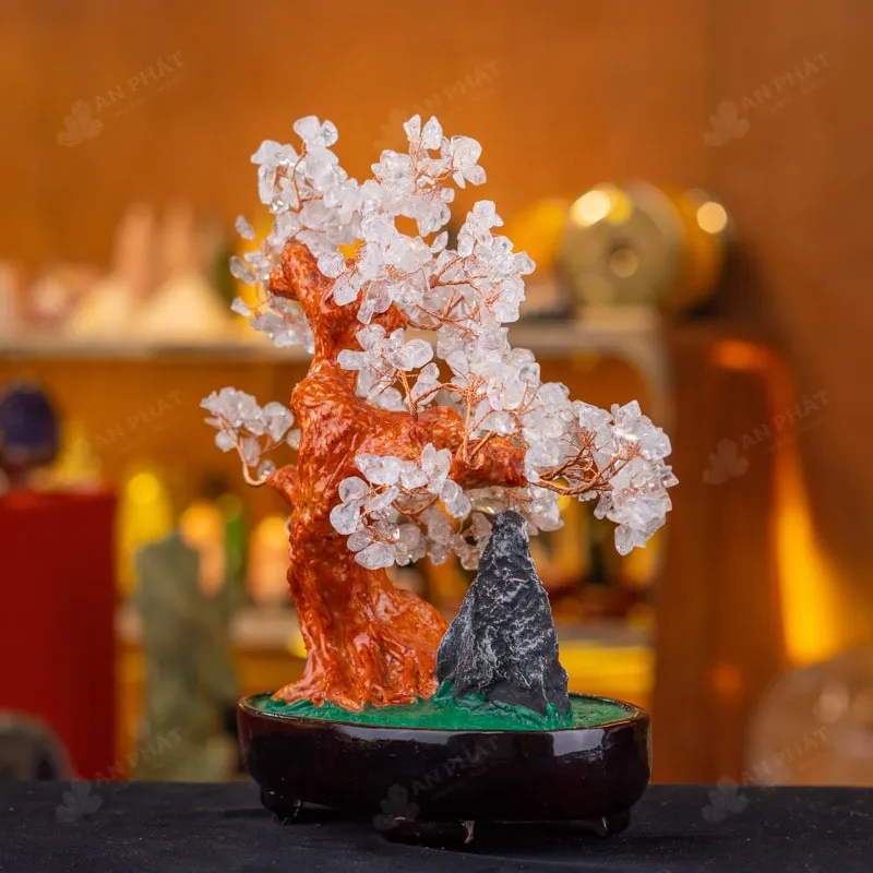 Cây Tài Lộc Đá Thạch Anh Trắng Dáng Núi - 32cm - M2820157