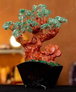 Cây Tài Lộc Đá Thạch Anh Xanh Đế Quạt - 31cm - M273214