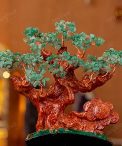 Cây Tài Lộc Đá Thạch Anh Xanh Đế Quạt - 31cm - M273214