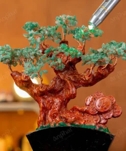 Cây Tài Lộc Đá Thạch Anh Xanh Đế Quạt - 31cm - M273214