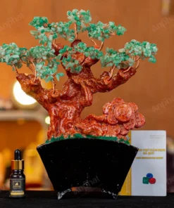 Cây Tài Lộc Đá Thạch Anh Xanh Đế Quạt - 31cm - M273214