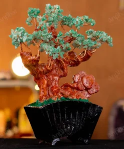 Cây Tài Lộc Đá Thạch Anh Xanh Đế Quạt - 31cm - M273214