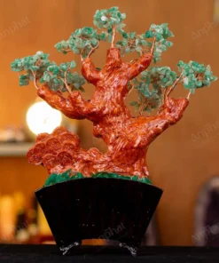 Cây Tài Lộc Đá Thạch Anh Xanh Đế Quạt - 31cm - M273214