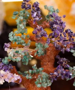 Cây Tài Lộc Đá Thạch Anh Xanh + Tím Size Lớn 48cm, 3,0kg - M07152