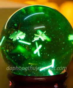 Quả cầu đá phong thủy màu xanh | Đá núi lửa bông tuyết 1.47Kg - M2010