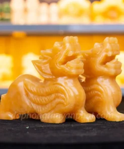 Cặp Tỳ Hưu Đá | Tỳ Hưu Ngọc Hoàng Long Vàng 20cm - M17770