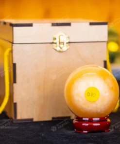 Qủa cầu đá màu vàng | quả cầu phong thủy màu vàng đá Onyx 0.7kg - 8cm - M1836