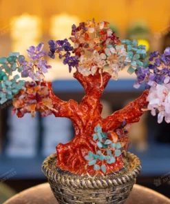 Cây Tài Lộc Đá Thạch Anh Đa Sắc 25cm