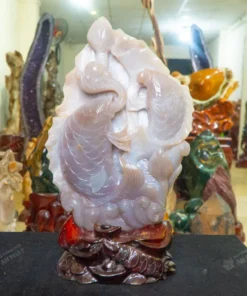 Tượng Cá Chép Nhả Ngọc Mã Não - AP0010