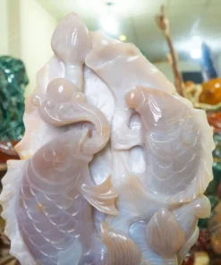 Tượng Cá Chép Nhả Ngọc Mã Não - AP0010