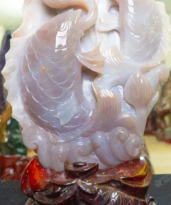Tượng Cá Chép Nhả Ngọc Mã Não - AP0010