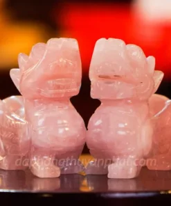 Cặp Tỳ Hưu Thạch Anh Hồng 10cm - M0644