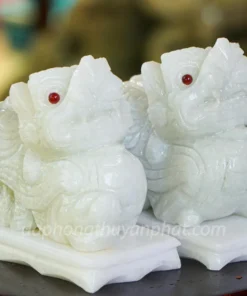 Cặp Tỳ Hưu Đá Cẩm Thạch Trắng 15cm - M2569